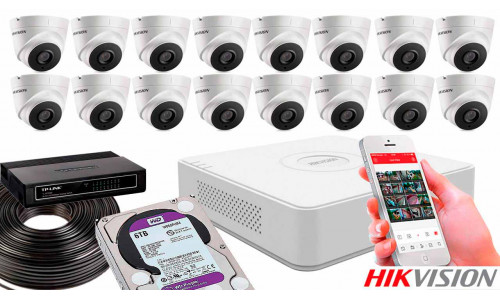 Комплект видеонаблюдения на 16 камер для помещения 2mp IP